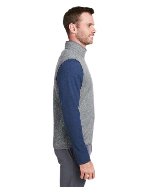 vineyard vines K002713 Men's Mountain Sweater Fleece Vest - Grey Heather - model side