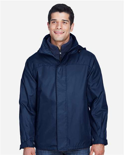 North End 88130 Men's 3-in-1 Insulated Jacket - Midnight Navy - model front