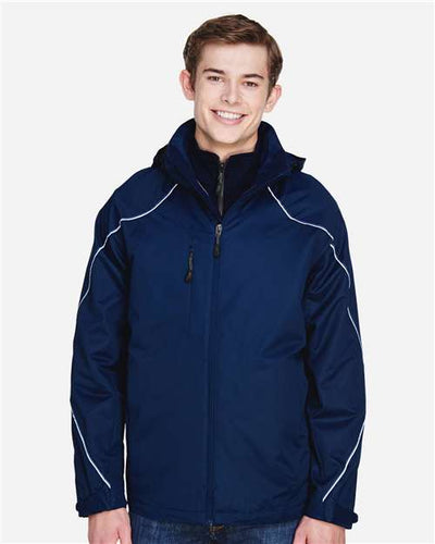 North End 88196 Men's Angle 3-In-1 Jacket with Bonded Fleece Liner - Night - model front