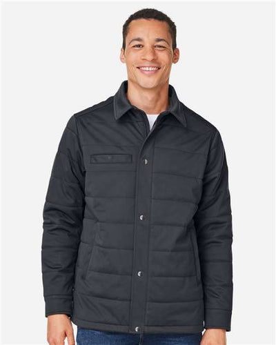 Harriton M821 Unisex Guardian Soft Shell Chore Coat - Dark Charcoal - model front