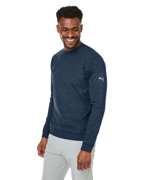 Puma Golf 531279 Men's Cloudspun Crewneck Sweatshirt - Navy Blazer - model side