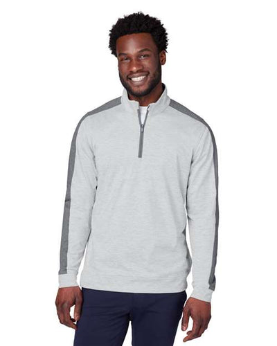 Puma Golf 599129 Men's Cloudspun Quarter-Zip Pullover - High Rise Heather/ Quiet Shade - model front