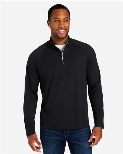 Core 365 CE418 Men's Origin Performance Pique Quarter-Zip Pullover - Black/ Carbon - model front
