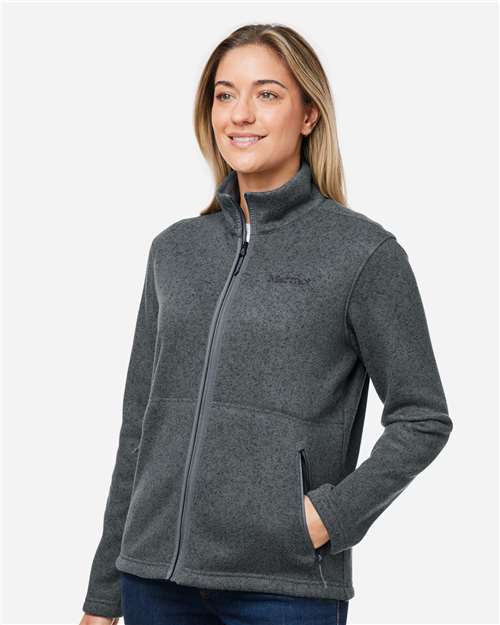 Marmot M16250 Women's Drop Line Fleece Jacket - Steel Onyx Heather - model side