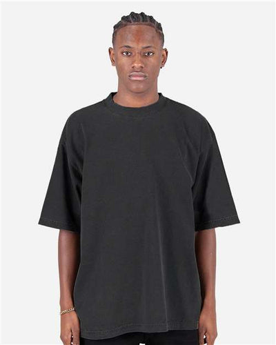 Shaka Wear SHGDD Unisex Max Heavyweight Garment-Dyed Drop Shoulder T-Shirt - Shadow - model front