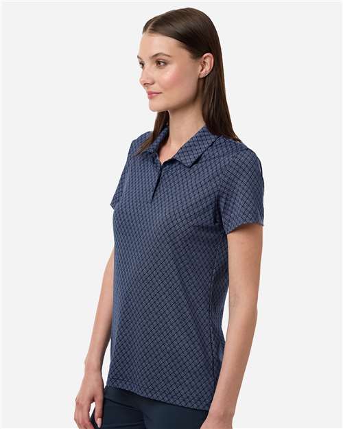Adidas A717 Women's 4-Way Stretch Printed Polo - Collegiate Navy - model side