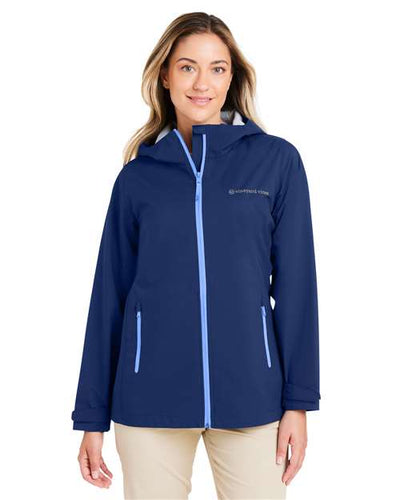 vineyard vines O001805 Women's Rain Shell Jacket - Deep Bay - model front
