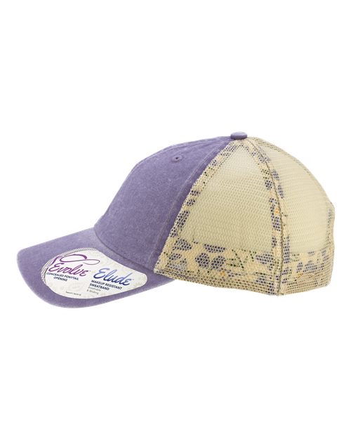 Infinity Her TESS Women's Washed Mesh-Back Cap - Violet/ Floral/ Khaki - side
