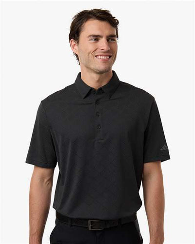 Adidas A2014 Men's Ultimate365 Jacquard Polo - Carbon/ Black - model front