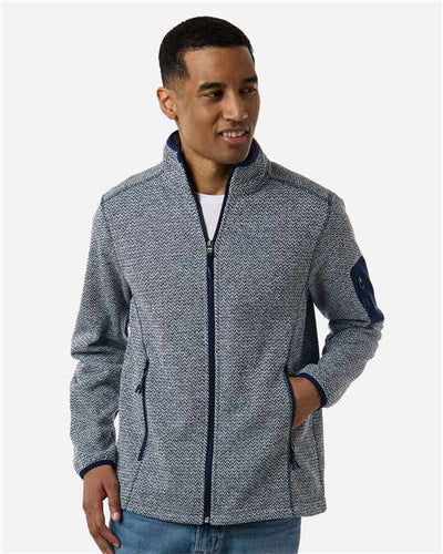 North End NE730 Men's Jasper Full-Zip Fleece Jacket - Classic Navy/ White - model front