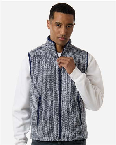 North End NE731 Men's Jasper Jacquard Fleece Vest - Classic Navy/ White - model front