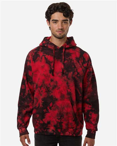 Colortone 8790 Unisex Crystal Wash Hooded Sweatshirt - Crystal Red/ Black - model front