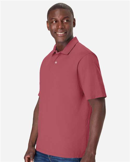 Hanes GDH116 Men's Garment-Dyed Jersey Polo - Crimson Fall - model side