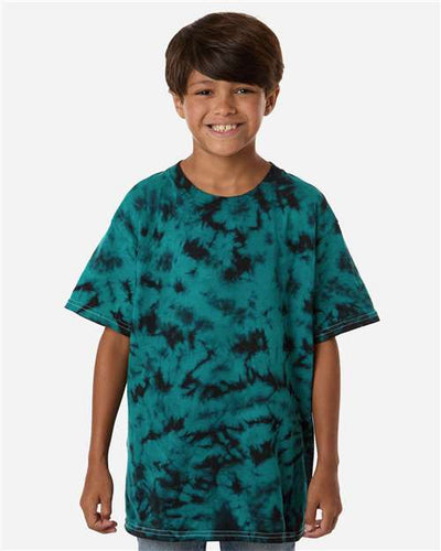 Colortone 1390Y Youth Crystal Wash T-Shirt - Crystal Teal/ Black - model front