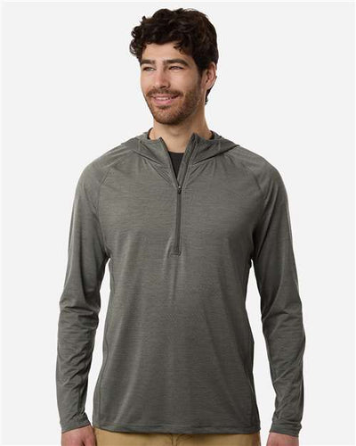 HUK H1200668 Men's Atoll Half-Zip Hooded Pullover - Moss - model front
