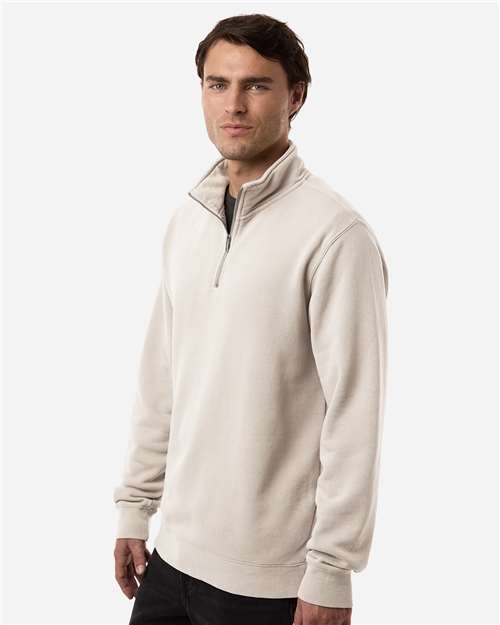 Independent Trading Co. PRM4600QZ Unisex Pigment-Dyed Quarter-Zip Pullover - Pigment Ivory - model side