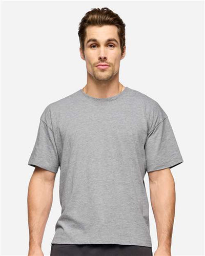 LAT 3520 Unisex Boxy Jersey Tee - Heather - model front