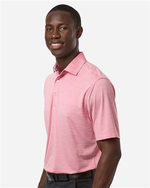 Paragon 162 Men's Bohemian Striped Heather Performance Polo - Red Heather - model side
