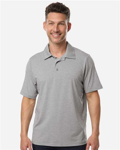 Team 365 TT125 Men's Relay Heathered Stripe Polo - Athletic Heather/ White - model front