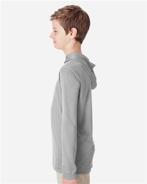 Team 365 TT41Y Youth Zone Performance Hooded T-Shirt - Sport Silver - model side