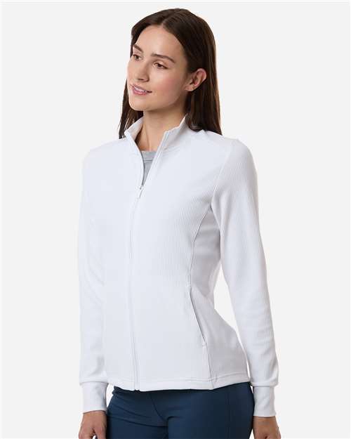 Adidas A1015 Women's Performance Textured Full-Zip Jacket - White - model side