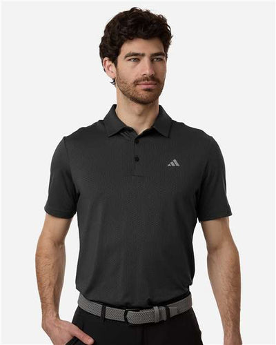 Adidas A2024 Men's Performance Textured Polo - Carbon/ Black - model front