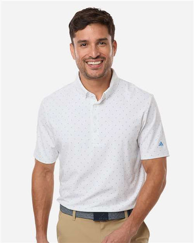 Adidas A2028 Men's Ultimate365 Micro Print Polo - White - model front