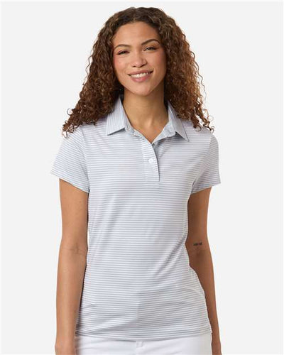 Swannies SW1110L Women's Kayla Striped Polo - Glacier White - model front