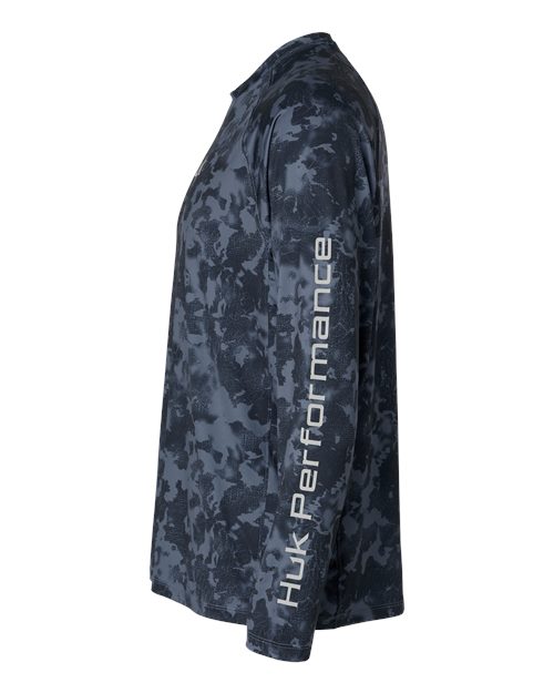 HUK H1200718 Men's Airweight KS Printed Crewneck Pullover - Stormy Blue - side