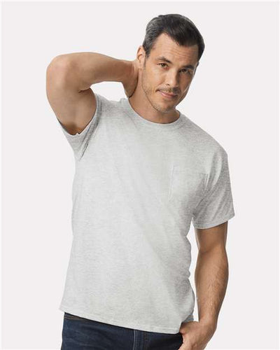 Gildan 2300 Unisex Ultra Cotton Pocket T-Shirt - Ash - model front