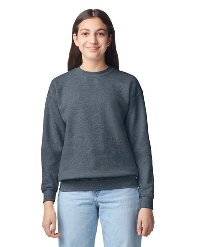 Gildan 18000B Youth Heavy Blend Crewneck Sweatshirt - Dark Heather - model front