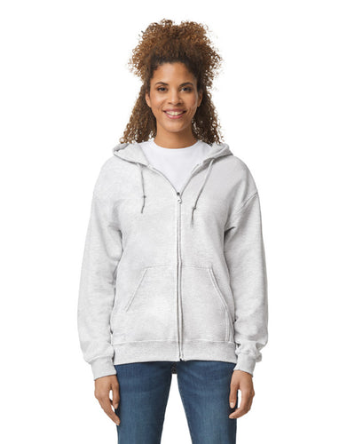 Gildan G186 Heavy Blend Full-Zip Hooded Sweatshirt - Ash - model front