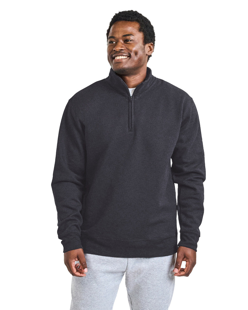 Gildan 18810 Unisex Heavy Blend Quarter-Zip Sweatshirt - Fan Charcoal Heather - model front