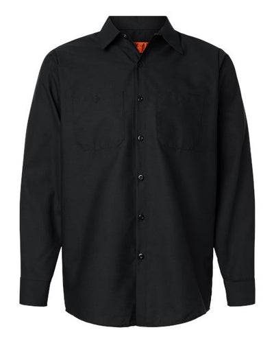 Red Kap SP14 Men's Industrial Long Sleeve Work Shirt - Black - front