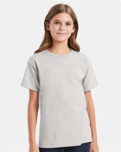 Hanes 5480 Youth Essential-T T-Shirt - Ash - model front