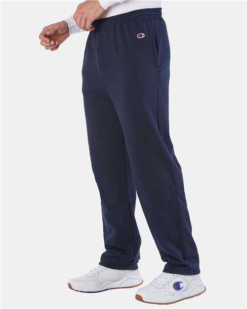 Champion P800 Unisex Powerblend Open-Bottom Sweatpants with Pockets - Navy - model side
