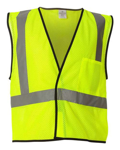 Kishigo 1193-1194 Unisex Economy Single Pocket Hook-and-Loop Mesh Vest - Lime - front