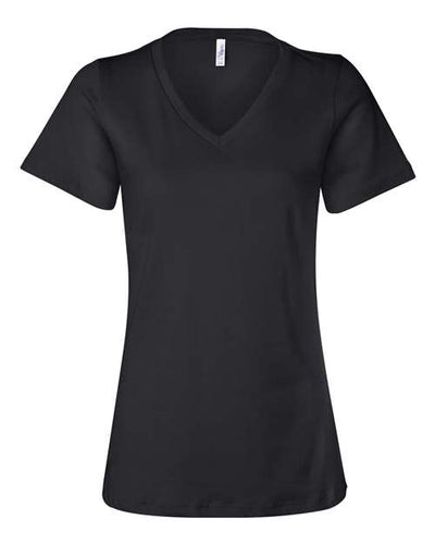 BELLA + CANVAS 6405 Women’s Relaxed Jersey V-Neck Tee - Black - front