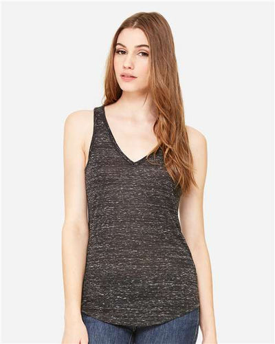 BELLA + CANVAS 8805 Women's Flowy V-Neck Tank - Black Marble - model front