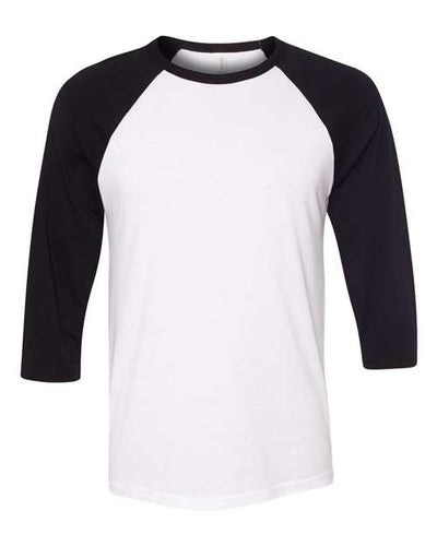 BELLA + CANVAS 3200 Unisex Three-Quarter Sleeve Baseball Tee - White/ Black - front