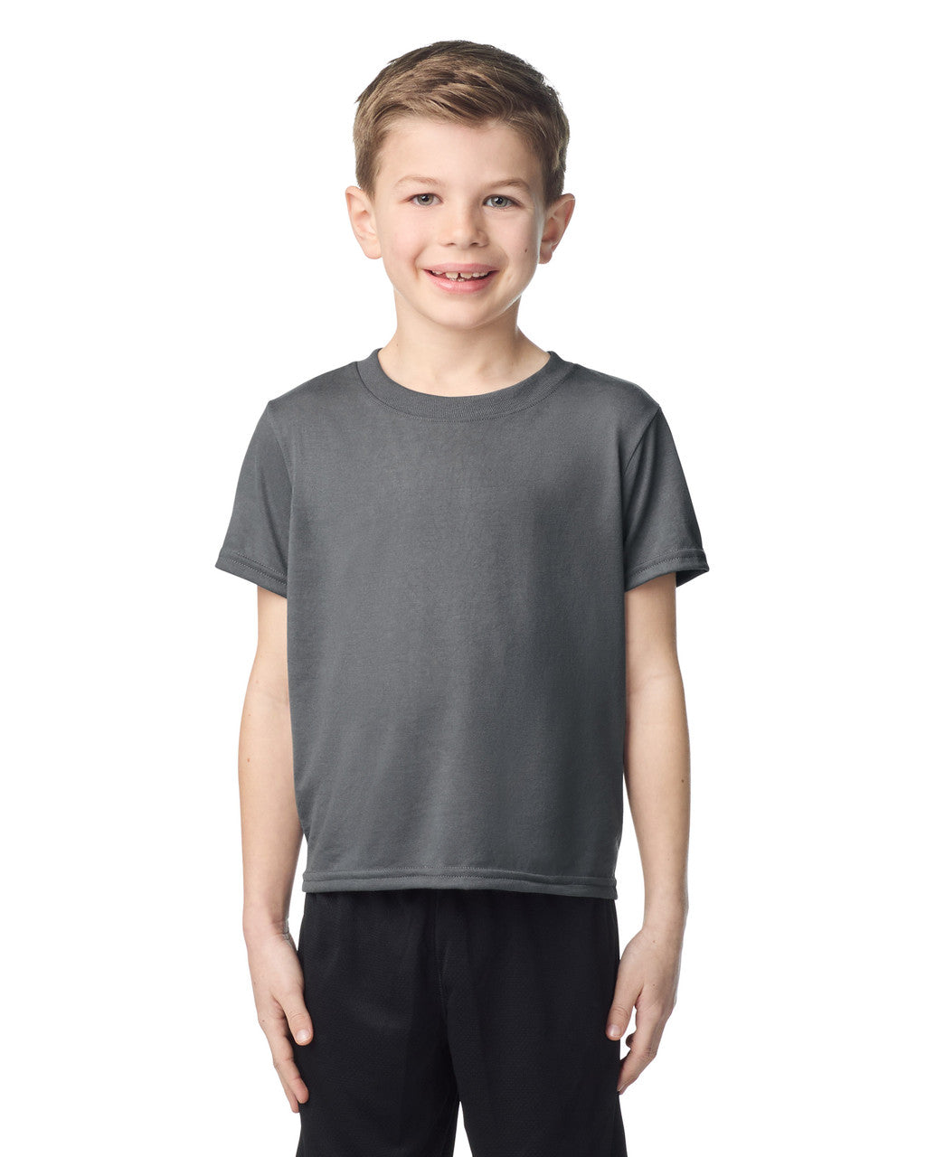 Gildan 42000B Youth Performance T-Shirt - Charcoal - model front
