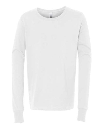 BELLA + CANVAS 3501Y Youth Jersey Long Sleeve Tee - White - front