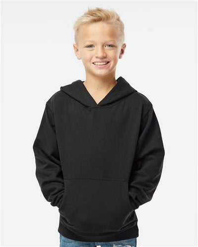 Independent Trading Co. SS4001Y Youth Midweight Hooded Sweatshirt - Black - model front
