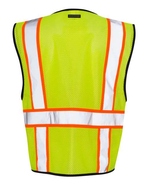 Kishigo 1527-1528 Unisex Economy Contrasting Vest with Zippered Front - Lime - back