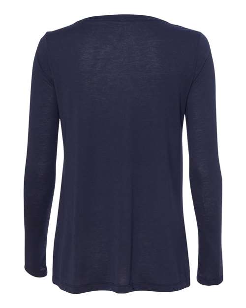 BELLA + CANVAS 8855 Women's Flowy Long Sleeve V-Neck Tee - Midnight - back