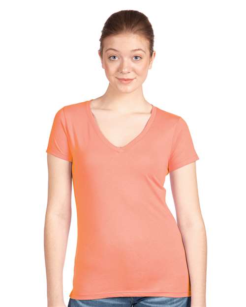 Next Level NL1540 Women's Ideal V-Neck T-Shirt - Light Orange - model front