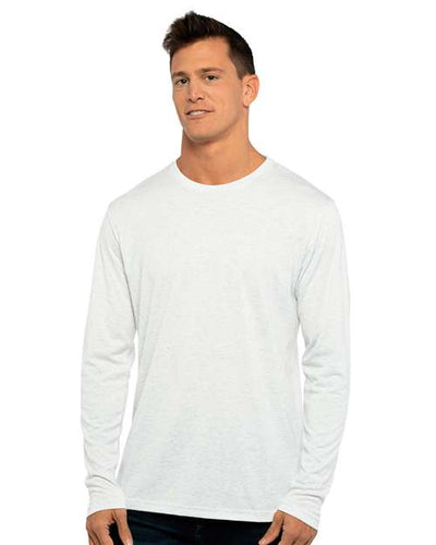 Next Level 6071 Men's Triblend Long Sleeve T-Shirt - Heather White - model front