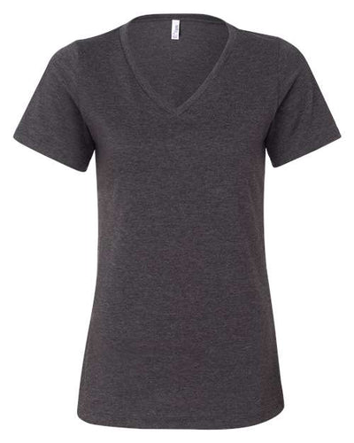BELLA + CANVAS 6405CVC Women's Relaxed Heather CVC V-Neck Tee - Dark Grey Heather - front