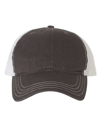 Richardson 111 Garment-Washed Trucker Cap - Charcoal/ White - front