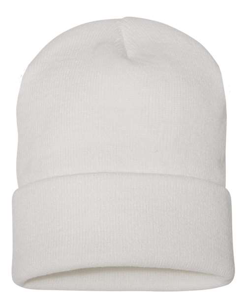 Yupoong 1501KC Cuffed Beanie - White - back